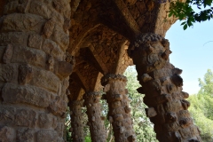 Park Guell. Guell is pronounced "Way" fwiw. Guell was Gaudi's patron. Gaudi designed this park and lots of buildings, including Sagreda Familia, the cathedral.
