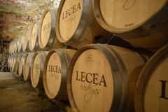 Each barrel has a designation stamped onto it indicating the ratio of woods: 60FR 40US is French and American oak, for example.