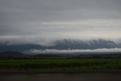 The Cantabrian mountains pour fog down onto the slopes, like a wave washing over in agonizing slow motion.