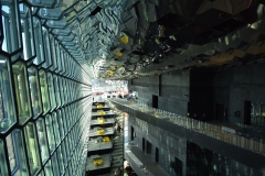 The side lounge terrace at Harpa Music Hall, Reykjavik, Iceland.